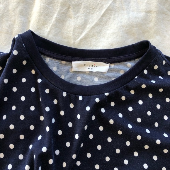 Elodie Polka Dot Tie Front Tee Size Medium - Blue and White. - Picture 4 of 4
